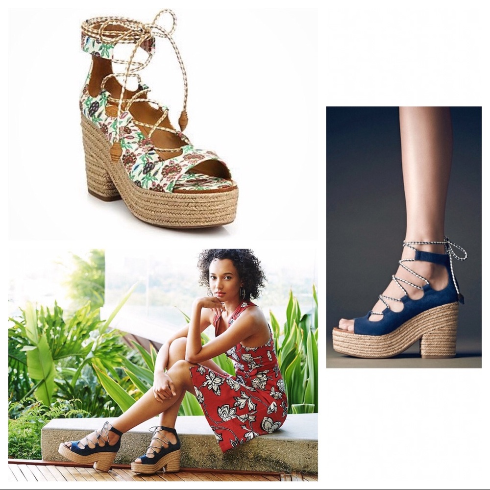Tory Burch Postiano Lace Up Platform Espadrilles